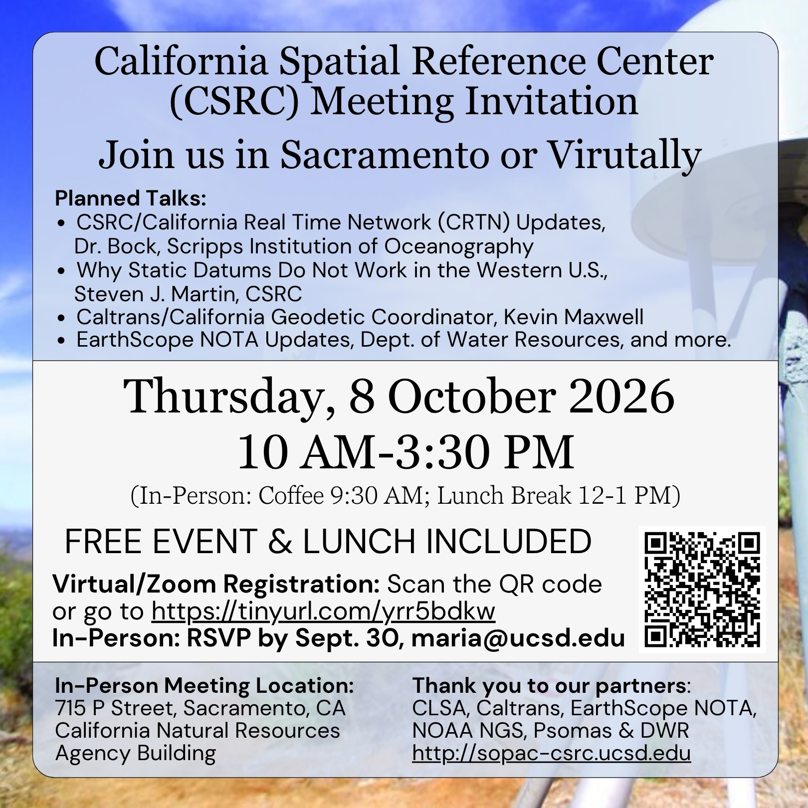 California Spatial Reference Center (CSRC) Meeting Invitation